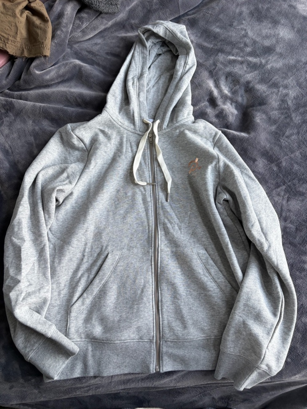 Peloton Light Gray Full-Zip Hoodie with Subtle Logo